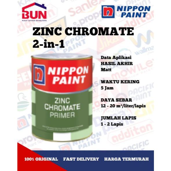 NIPPON 2-IN-1 ZINC CHROMATE CAT BESI DAN BAJA 5KG WARNA SILVER GREY