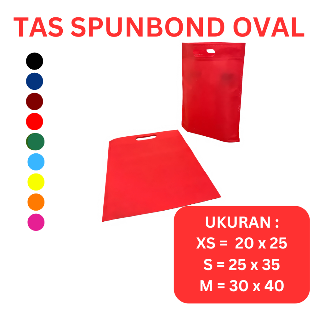 

Totebag Polos Oval Bahan Tas Spunbond | Goodie Bag Tas Kado Warna Merah