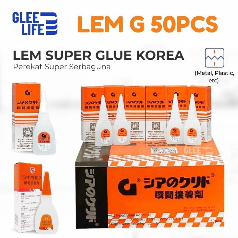 

Set 50pcs Lem Tetes G Lem Korea Instant Cyanoacrylate Glue LEM KOREA SERBAGUNA LEM PEREKAT SUPER GLEELIFE