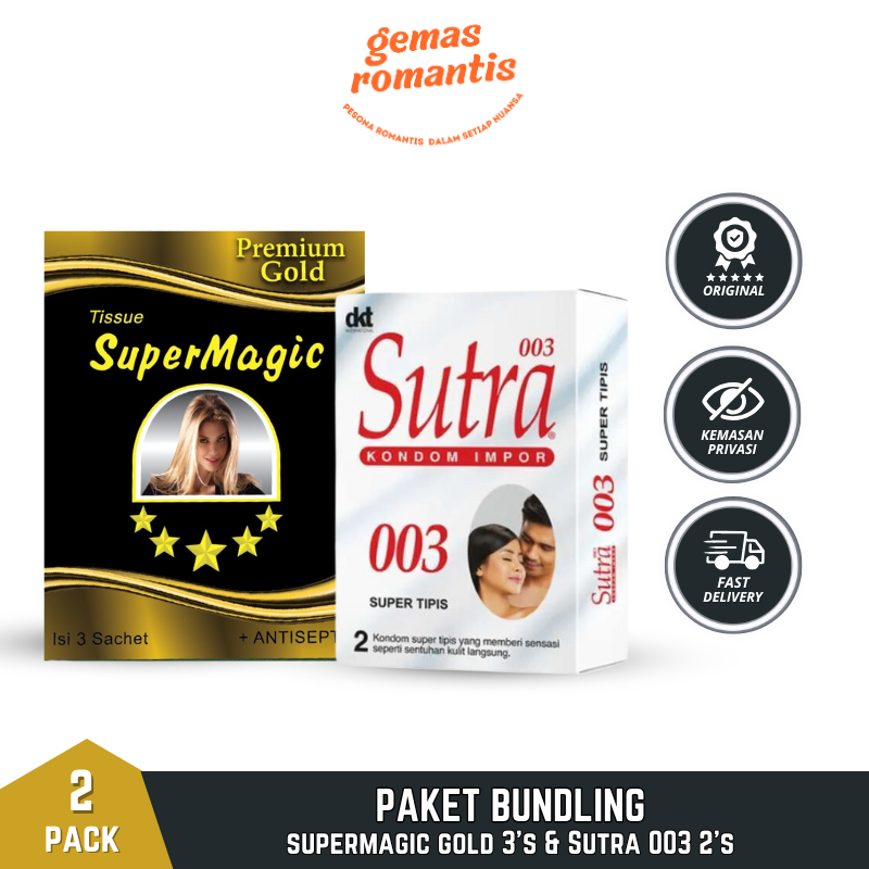Bundling Tisu Magic Gold Isi 3's + Kondom Sutra 003 Isi 2's Tissue Mejik Dan Condom