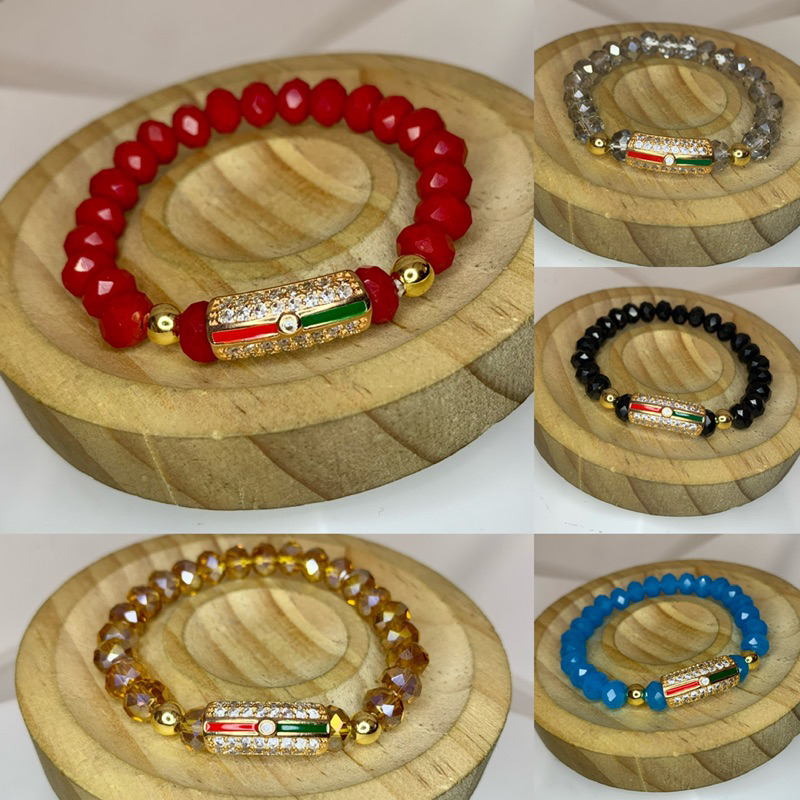 gelang kristal ceko elegan / gelang luontin cuping / gelang wanita kekinian