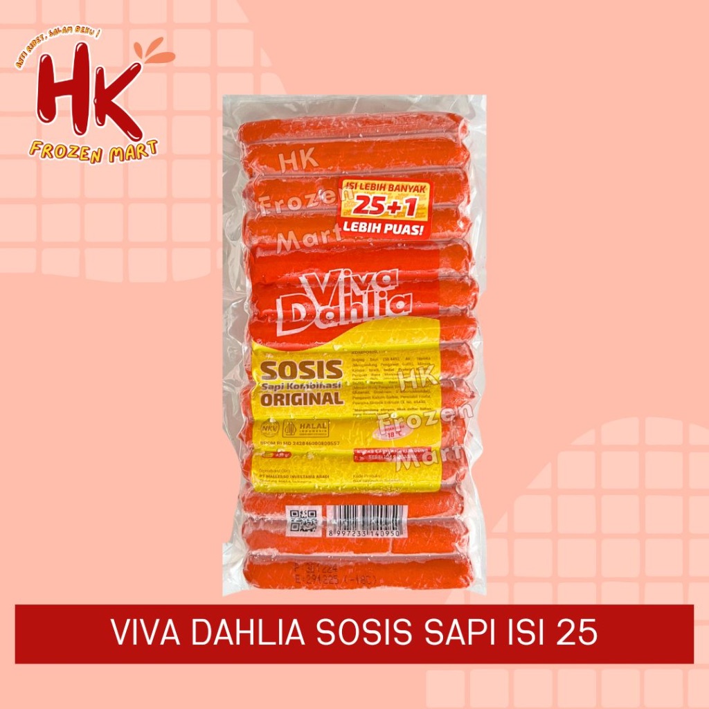 

Viva Dahlia Sosis Sapi isi 25+1 | mantap beef sausages murah banyak bakar HK FROZEN MART