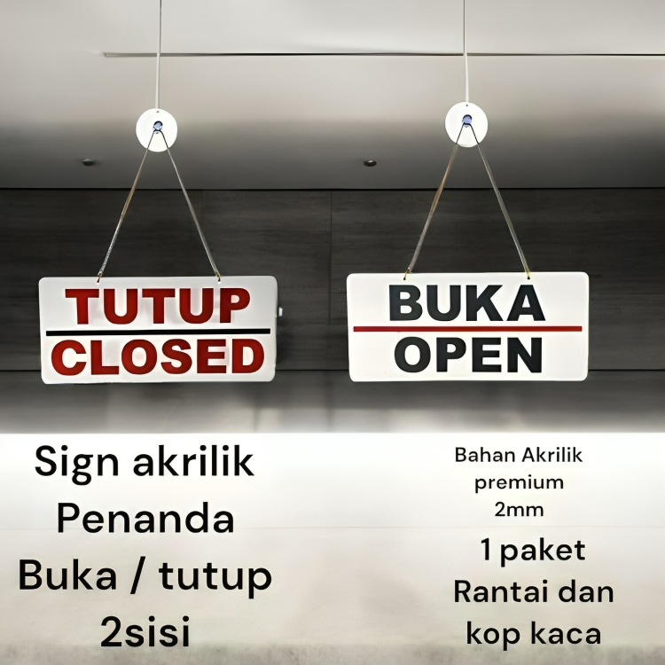 Akrilik buka tutup plat akrilik buka tutup sign akrilik buka tutup gantungan buka tutup sign board u
