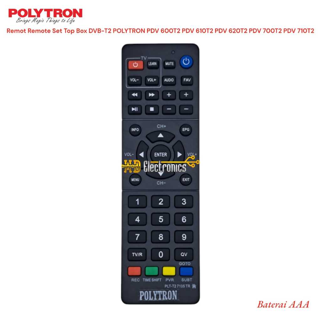 Remot Remote Set Top Box DVB-T2 POLYTRON PDV 600T2 PDV 610T2 PDV 620T2 PDV 700T2 PDV 710T2
