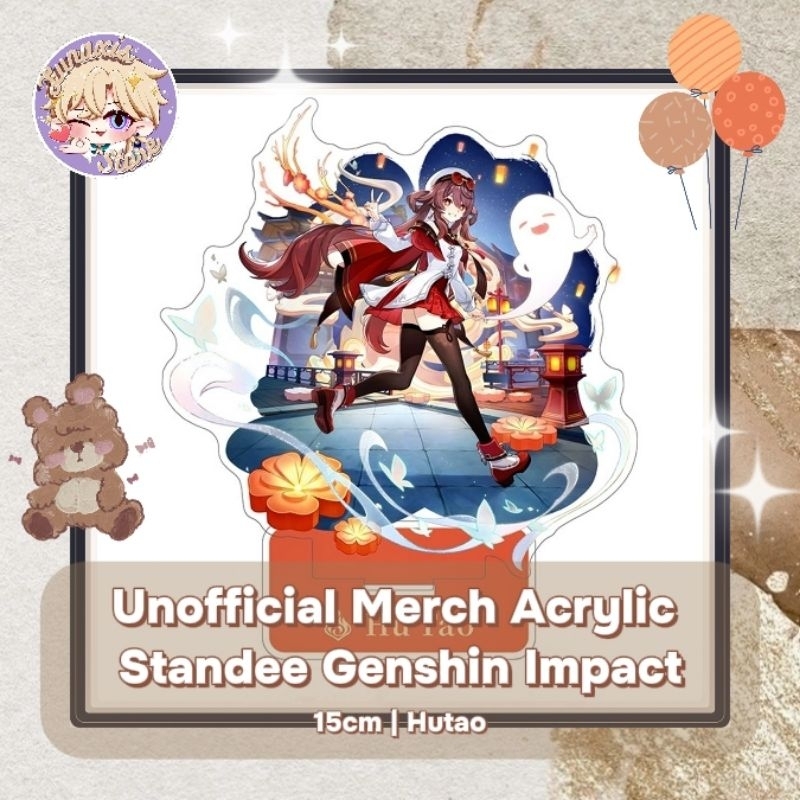 Unofficial Merch Akrilik Standee 15 cm Genshin Impact Hutao Skin Cherries Snow-Laden Anime Cartoon G