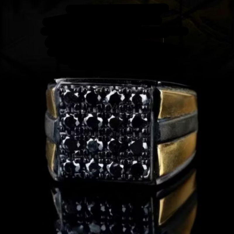 Cincin Perak Full Berlian Hitam Asli Lengkap Dengan Sertifikat Resmi