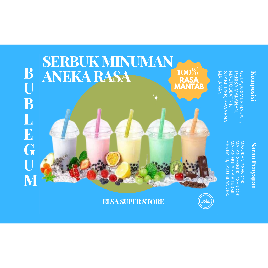 

SERBUK MINUMAN RASA PERMEN KARET/BUBLEGUM 500GR