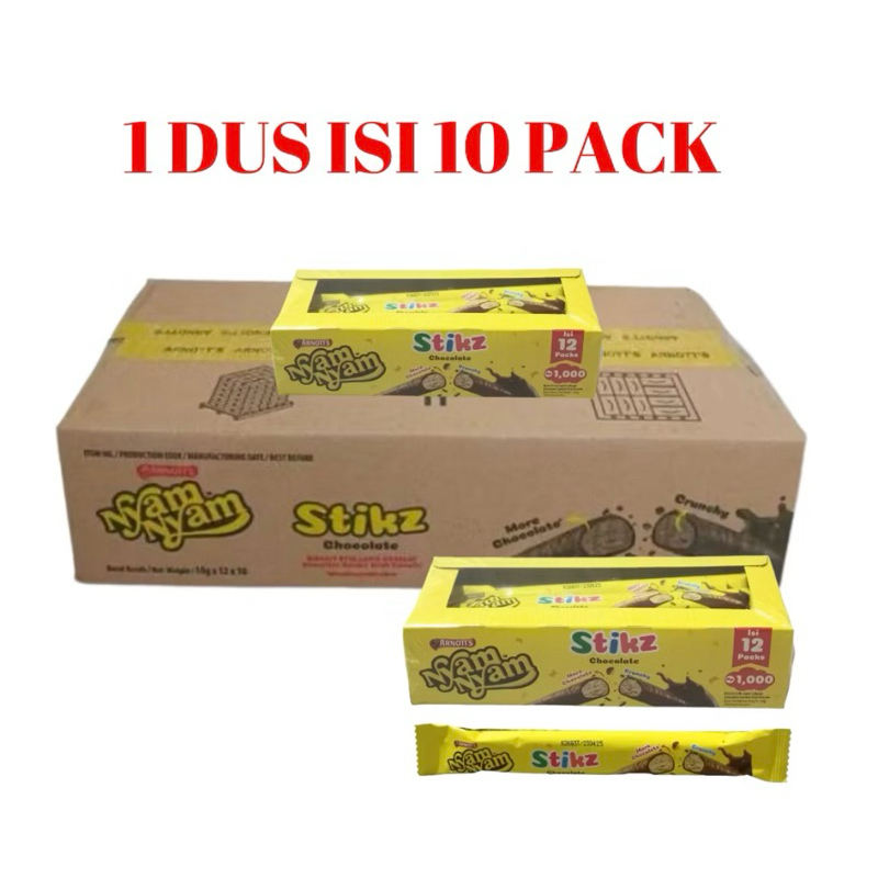 

1 DUS Nyam Nyam Stikz (10gr x 10pack) Biskuit Salut Coklat NyamNyam Stick Chocolate