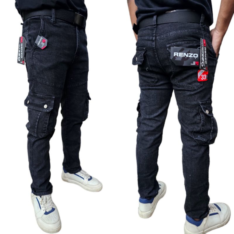 celana jeans cargo snow black jazz distro