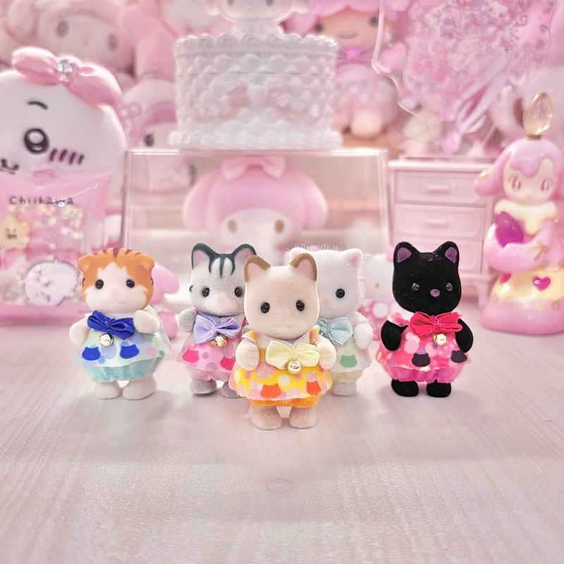 [ POPI READY ] Sylvanian Families Kitten Cuties No Box Maple Fisher Grey Cream Persian Midnighr Cat