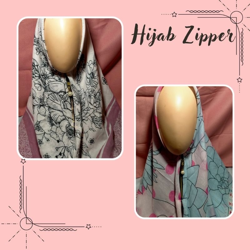 Hijab Segiempat Motif Zipper