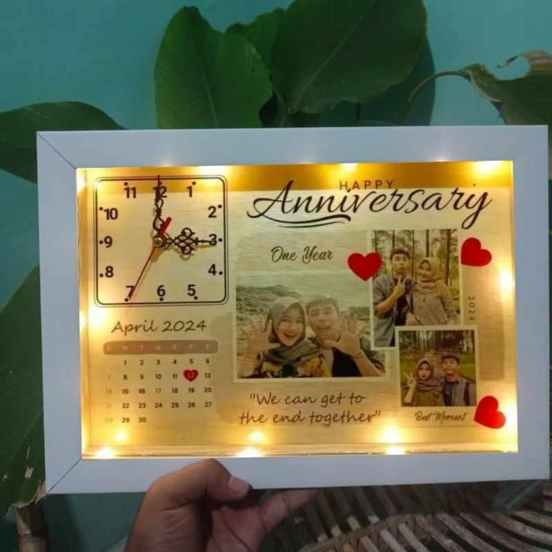

30x25cm jam dinding lampu hias LED scrap box bingkai frame foto popup 3D hadiah kado gift hampers custom ultah anniversary valentine wedding wisuda unik z