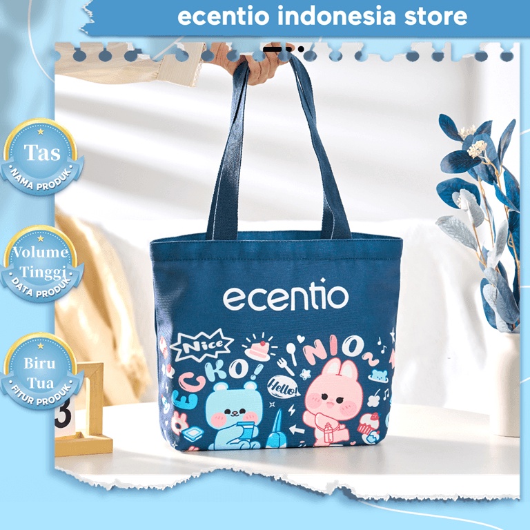 Bagus Banget ecentio Tas Tote Bag kanvas tas kain Totebag biru tua Pria Wanita lucu tas belanja Volu
