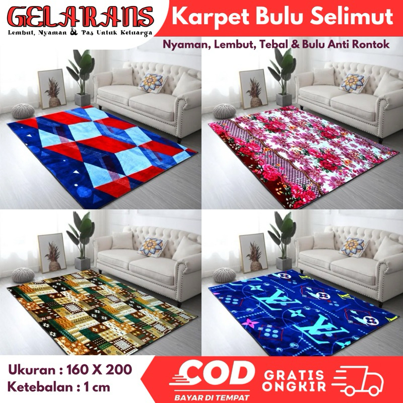 160x200 Karpet Malaysia / Karpet Lantai Ruang Tamu / Karpet Bulu Tebal Premium - Karpet Gelarans