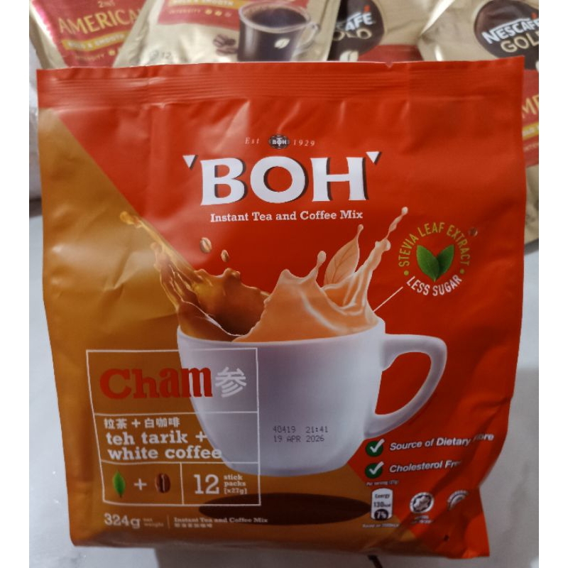 

BOH Cham Teh Tarik + White Coffee Less Sugar Original Malaysia (12 Stick).