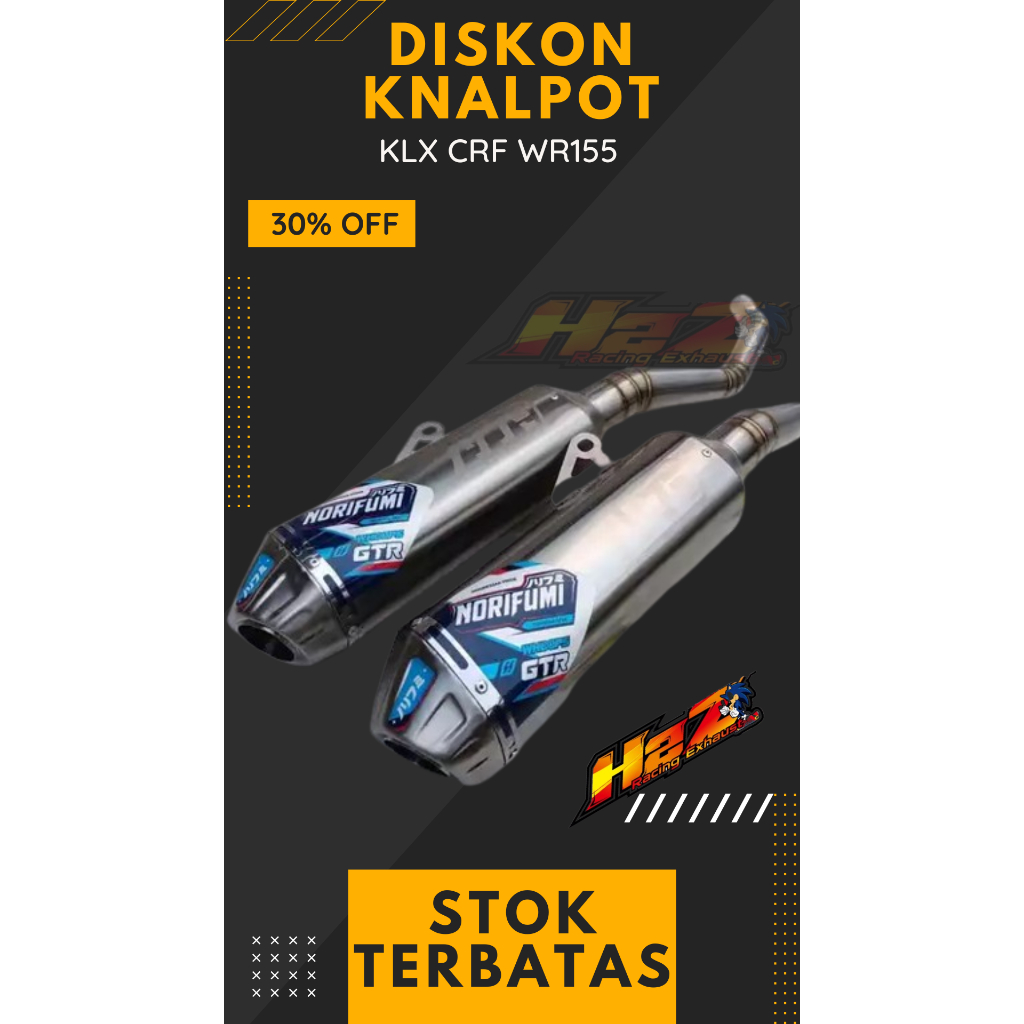 KNALPOT NORIFUMI GTR WHOPS STAINLESS CRF KLX BF WR