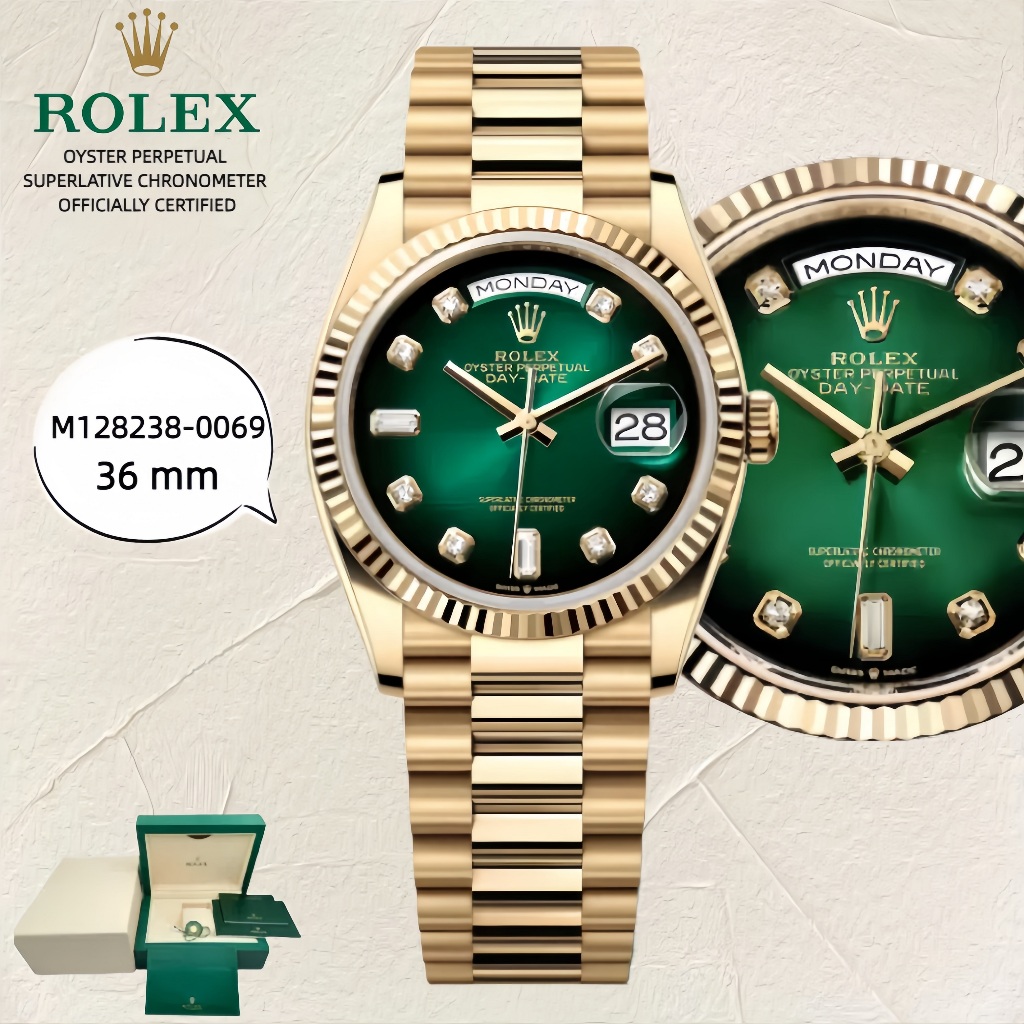 【✅100% Rolex Original】Rolex Asli Datejust M128238-0069 Otomatis Emas 18K Teflon Baja Tahan Karat 36m