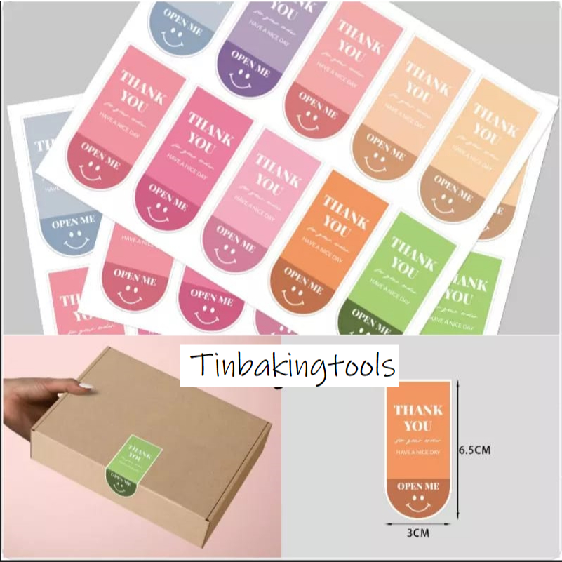 

MDLBake 100pcs STICKER THANK YOU WARNA WARNI stiker thank you tq stiker label segel box kotak mika