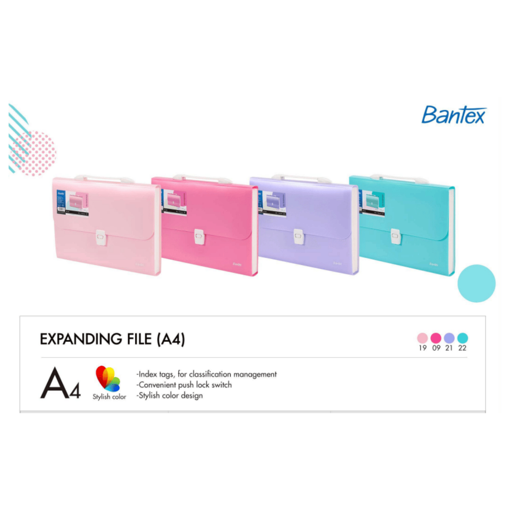 

Bantex Expanding File A4 Warna Stylish (BF1503) – File Organizer dengan Push Lock & Indeks