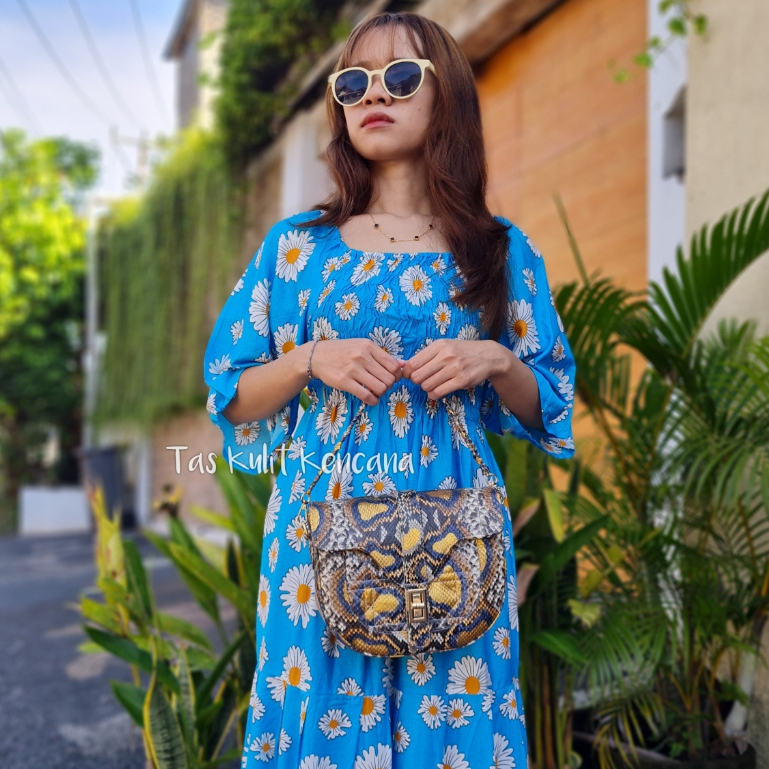 Tas Kulit Ular Asli Aurel Size 23cm Handmade Asli Bali