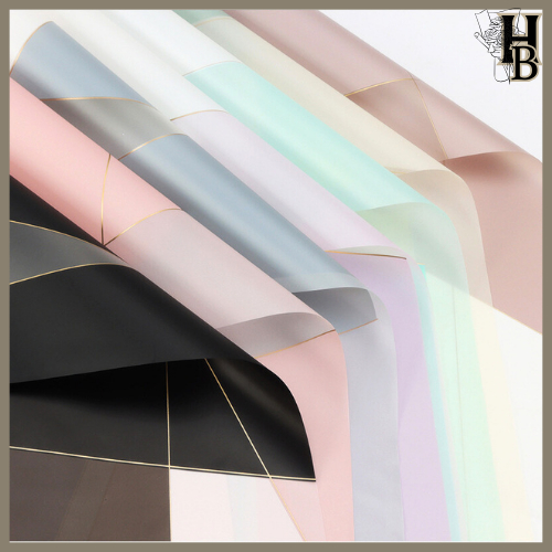 

20 LEMBAR Kertas Bunga Cellophane Paper Flower Wrap Motif Garis Abstrak Buket Waterproof 6063