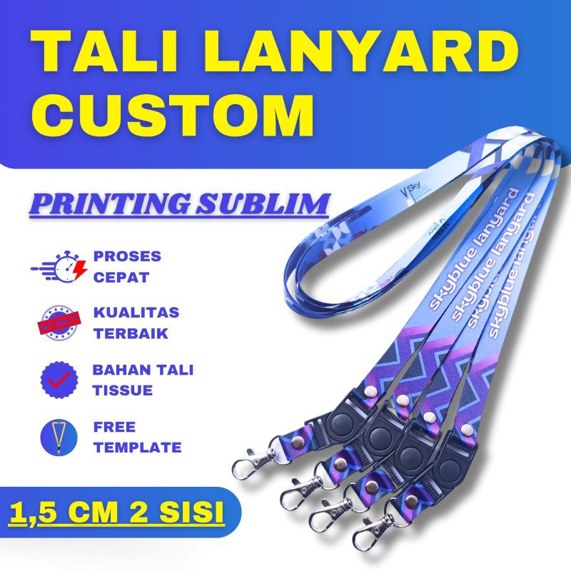 

CETAK LANYARD CUSTOM SATUAN! 1,5 CM 2 SISI/KALUNG ID CARD