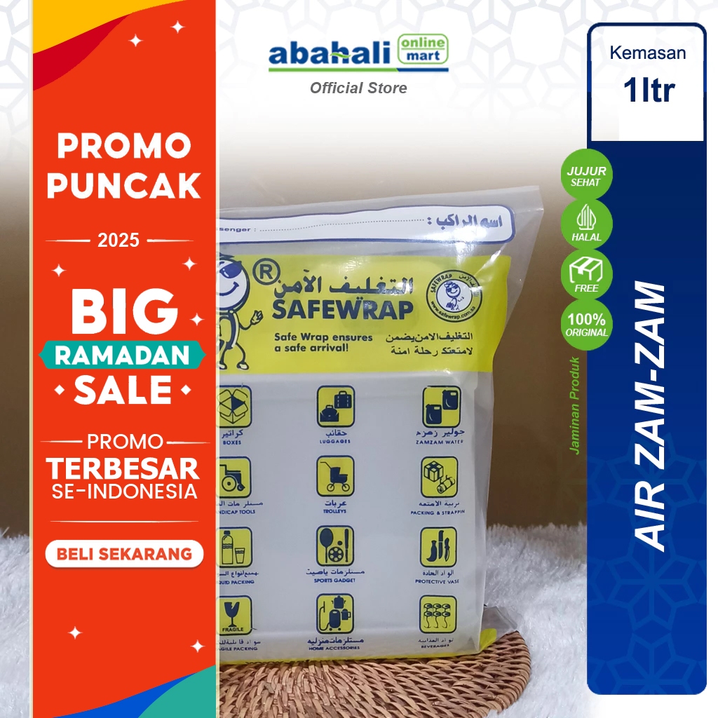 

Air Zamzam 1 Liter Air Zam-zam Asli 100% Mekah Zam Zam Kemasan Jerigen 1 Liter