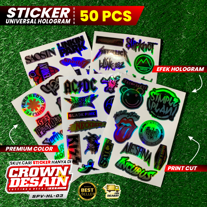 

Stiker Brand Music Metal Aesthetic Maternals Variasi Hologram Isi 50pcs - Paket Stiker Pack Band Music Hype Universal - SPV-HL