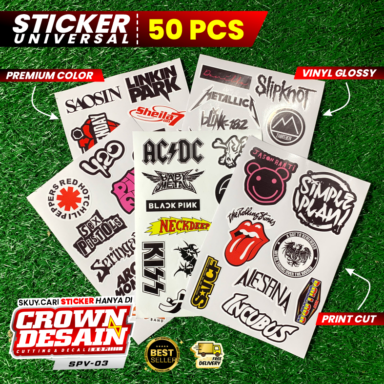 

Stiker Pack Band Music for Helm Tumblr HP Brand Hype Maternal Isi 50pcs Variasi Vinyl Print & Cutt - SPV