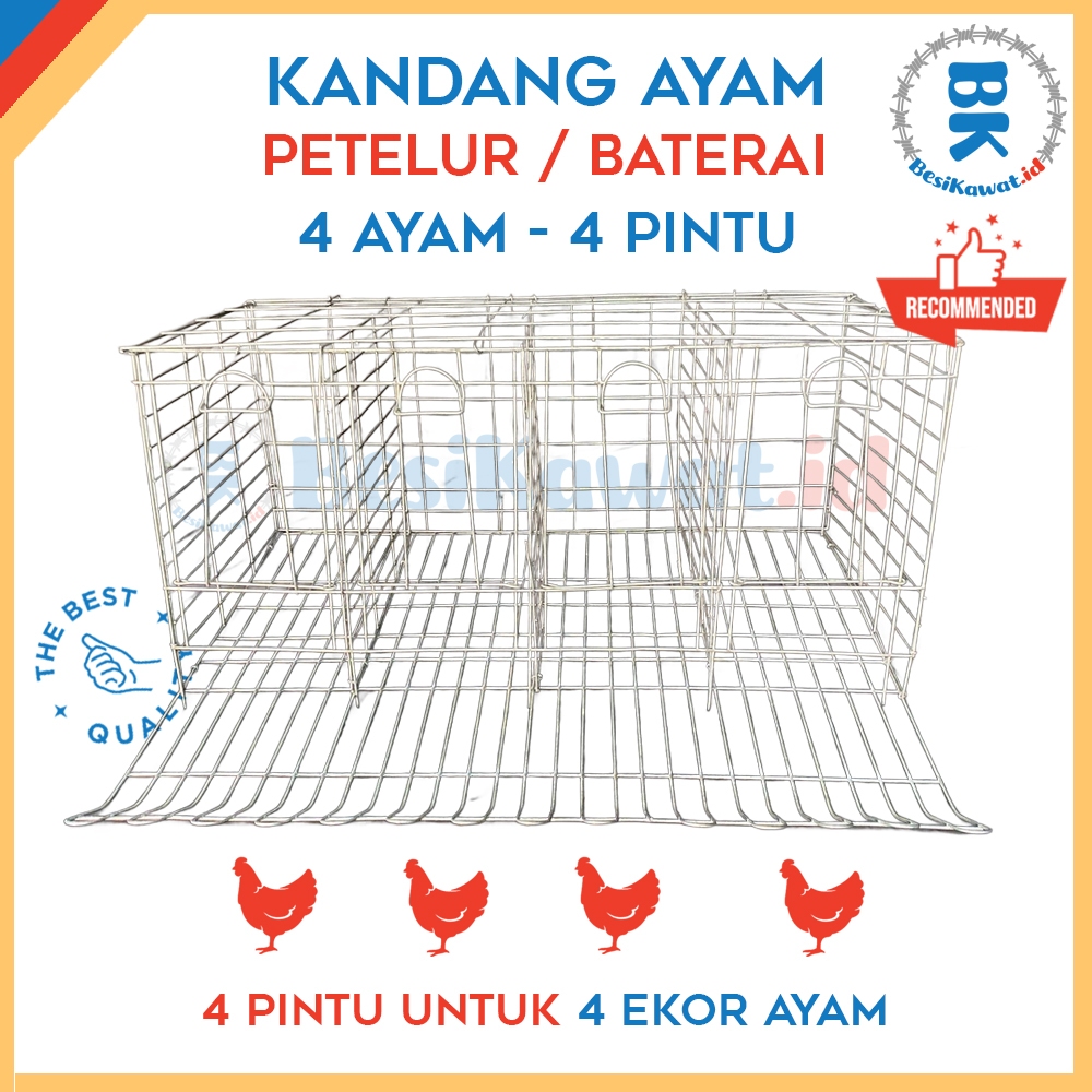 Kandang Ayam Petelur - 4 Ayam 4 Kamar / Pintu - Galvanis