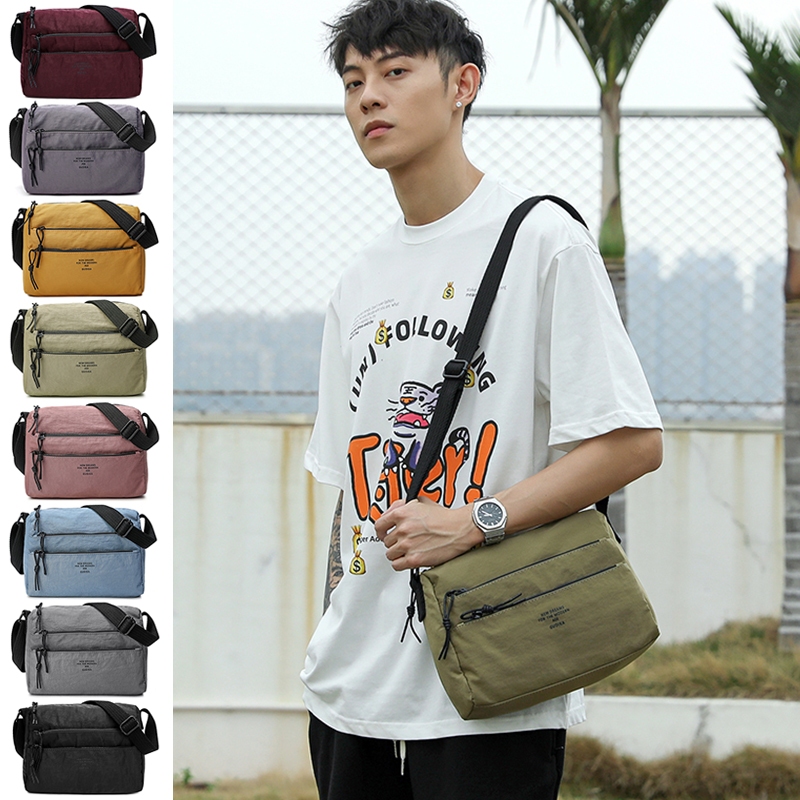 【Ready Stock】Mindesa66108 Nylon Canvas Crossbody Bag Versatile Lightweight Leisure Travel Bag Capaci