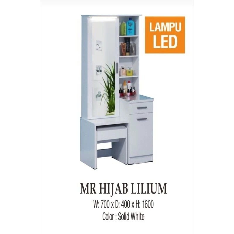 MEJA RIAS + LEMARI HIJAB MEJA RIAS LED MEJA RIAS KOMBINASI LEMARI MEJA MAKE UP MEJA RIAS MINIMALIS M