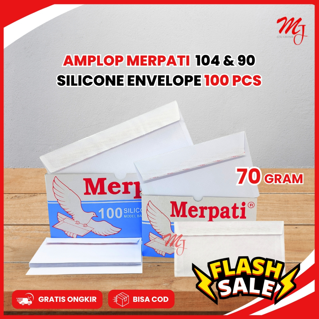 

(1 Pack) Amplop Putih Polos + Perekat Merpati No. 104 & No. 90