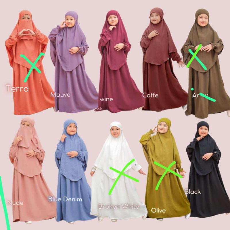 set maryam bergo | set gamis anak free cadar
