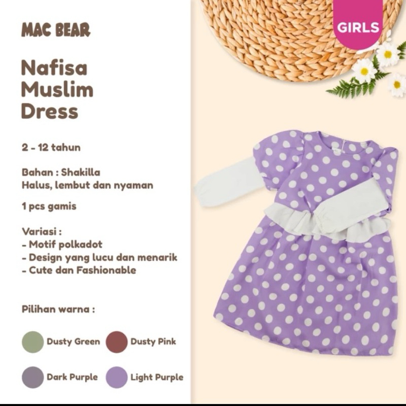GAMIS ANAK PEREMPUAN LUCU MACBEE ORIGINAL LILAC