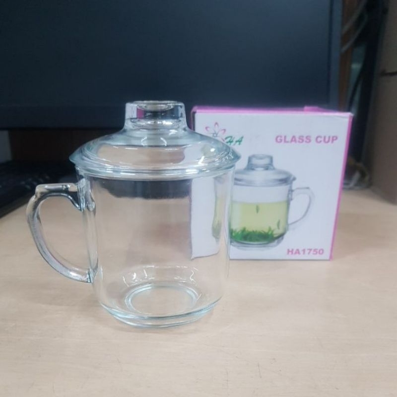 Gelas Kaca Mug HA dan Tutup Kaca