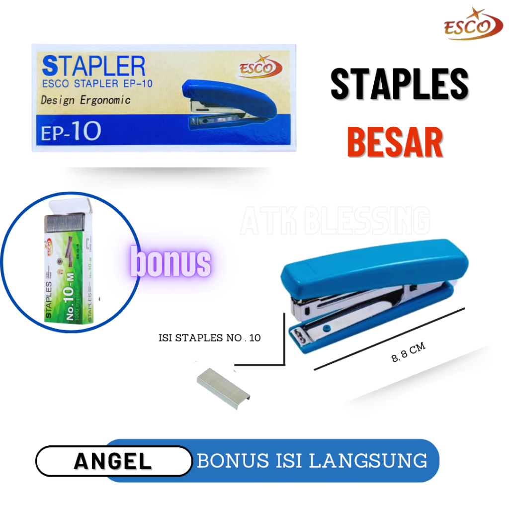 

[ Bonus Isi Langsung ] Stapler HD 10 / Alat Staples No.10 / Stepler No 10 / Staples Bonus Isi 1 Pcs / Cod / Atk Blessing