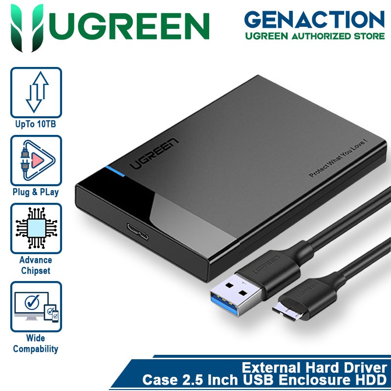 UGREEN Casing Hardisk Eksternal Case 2.5 USB 3.0 Enclosure HDD