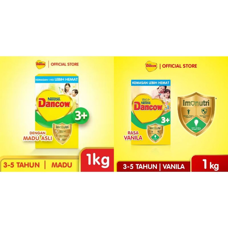 DANCOW 3+ Rasa Madu / Vanila 3-5 tahun Box 1000g/1Kg