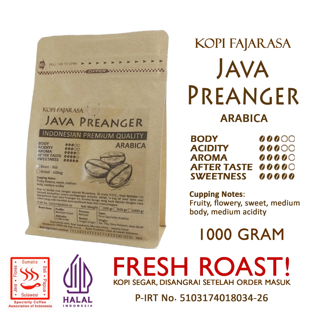 

Kopi Fajarasa Java Preanger Malabar Biji Kopi Arabica 1 kg