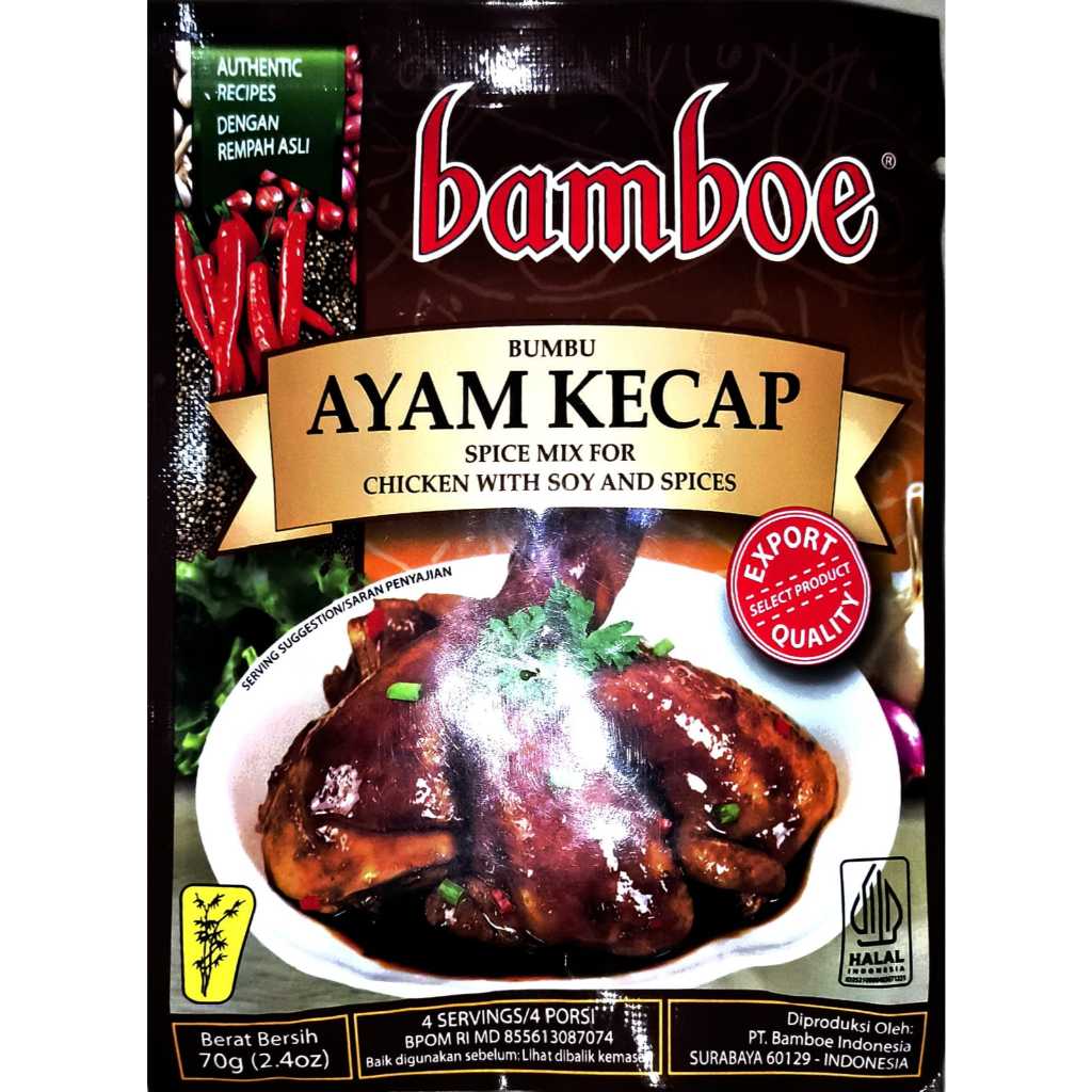 

BAMBOE BARU BUMBU AYAM KECAP SPICE MIX FOR CHICKEN WITH SOY AND SPICES 70 GR