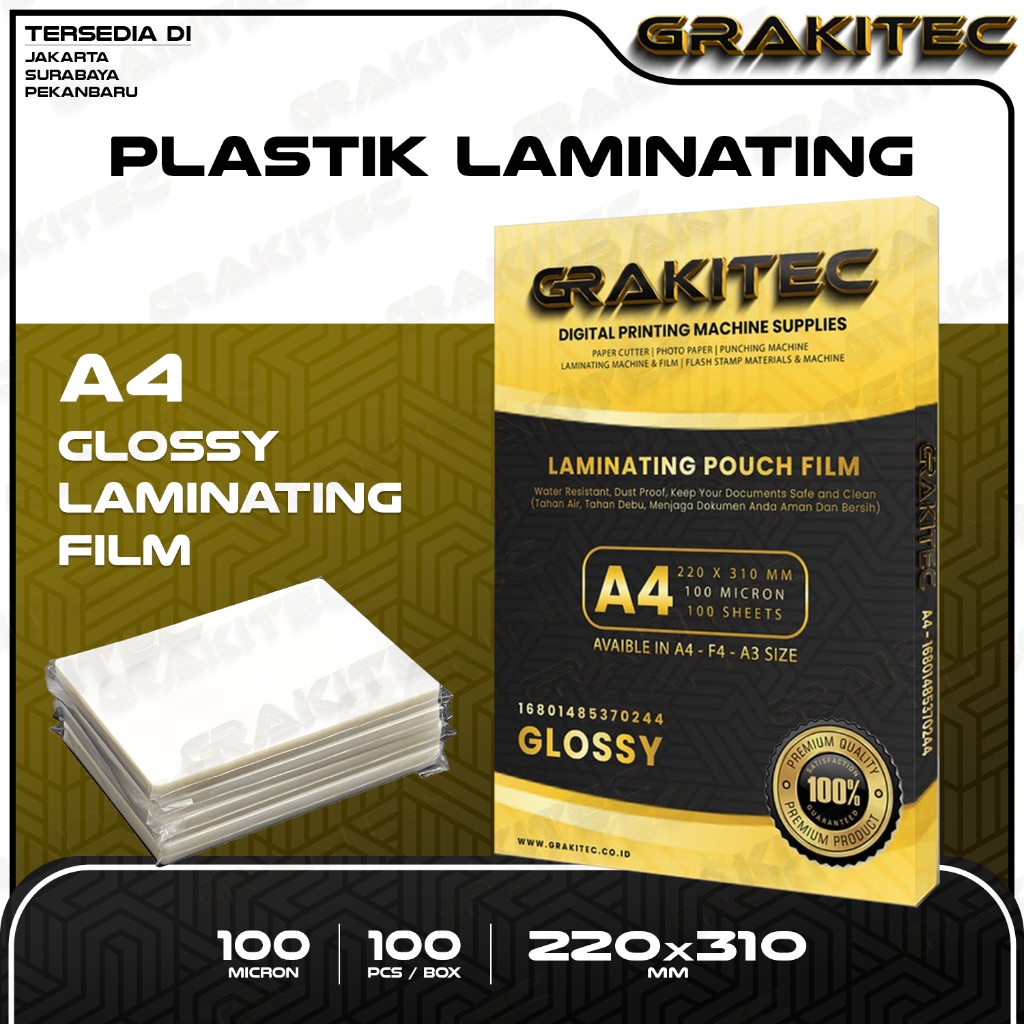 

Grakitec Plastik Laminating FIlm A4 isi 100 PCS Glossy 100 MICRON