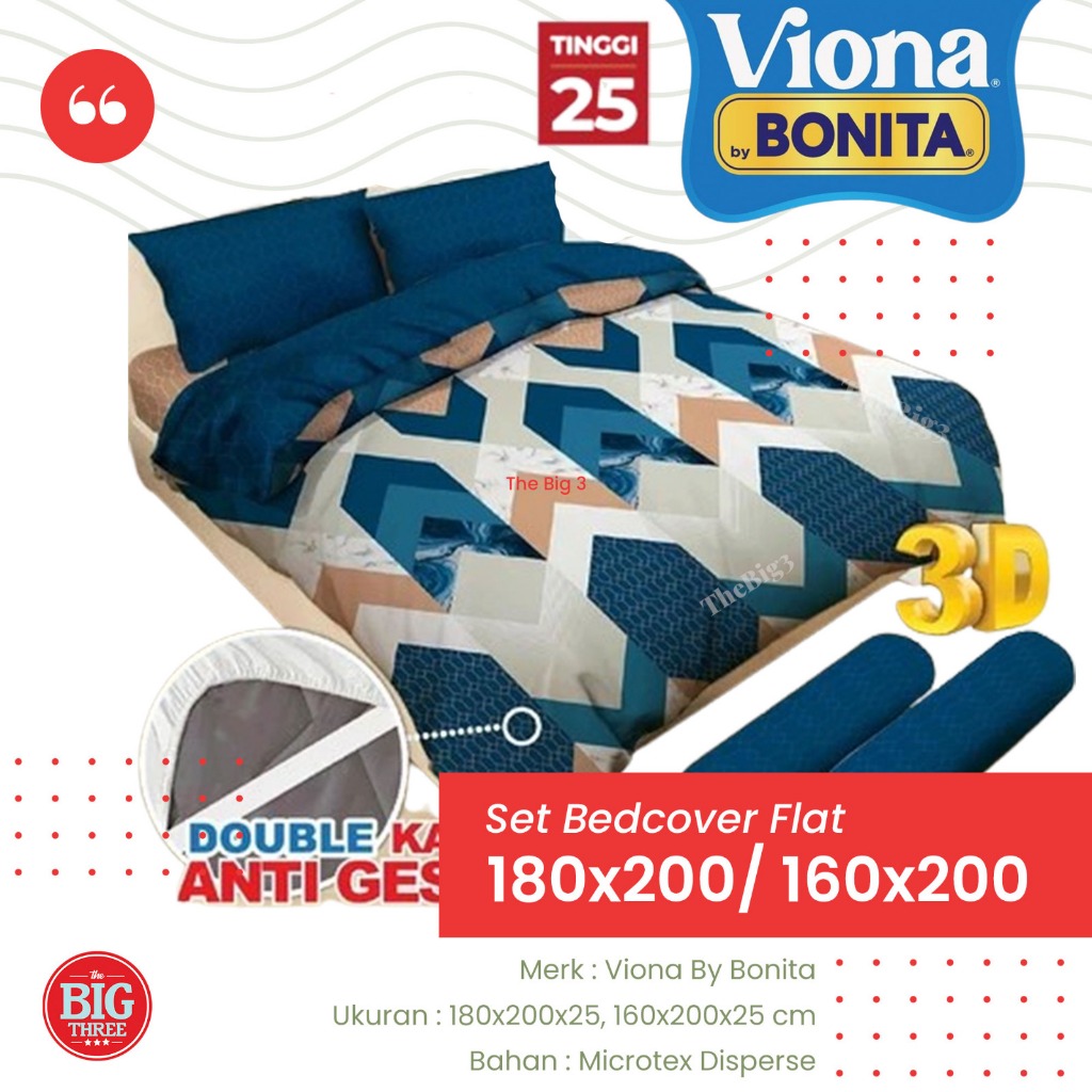 Feraristore Viona By Bonita Set Bedcover + Sprei Tinggi 25 Cm 180X200 / 160X200 Bunga Minimalis - Bc
