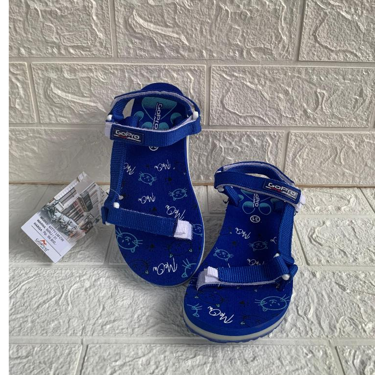 1801 BY GOPRO SANDAL GUNUNG ANAK PEREMPUAN WARNA BIRU SANDAL GUNUNG ANAK BUSA EMPUK RINGAN 28-32
