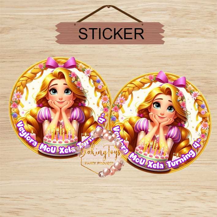 

Rapunzel Kepang Sticker Birthday / Sticker Pudding / Tumpeng / Hampers / Souvenir Ulang Tahun