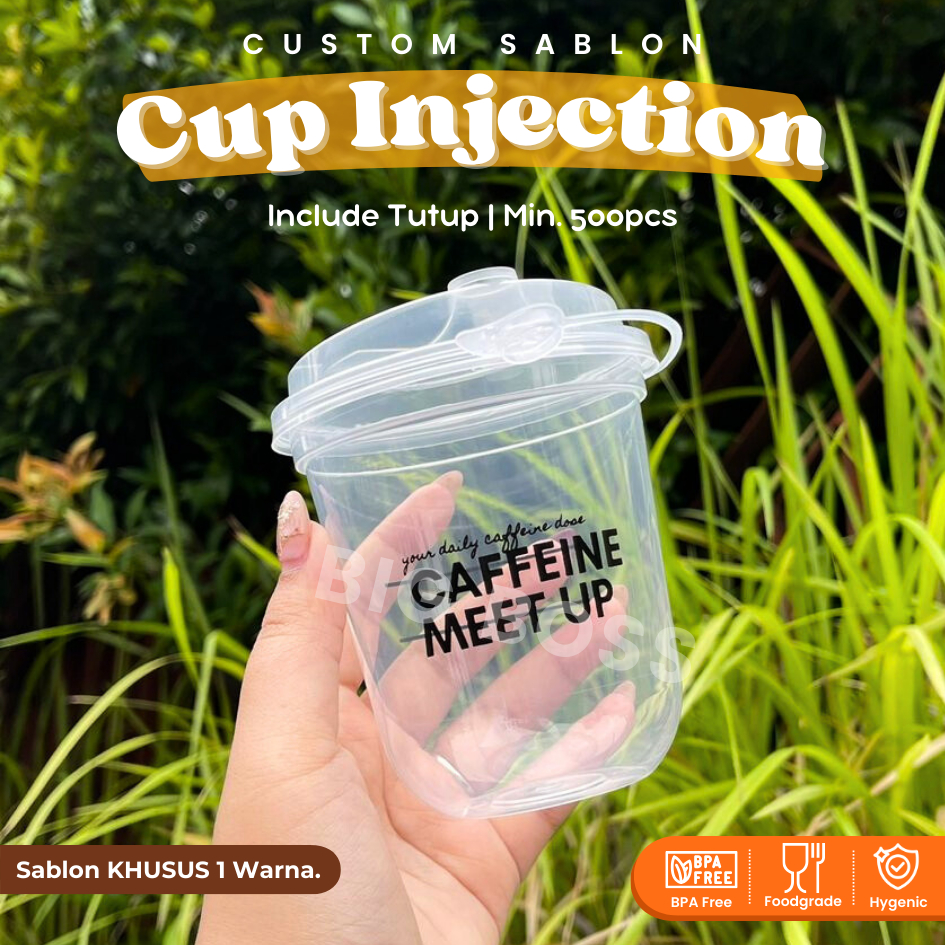 [CUSTOM 1 WARNA] Sablon Cup Injection 12oz 14oz 16oz 22oz / Sablon Gelas Plastik PP