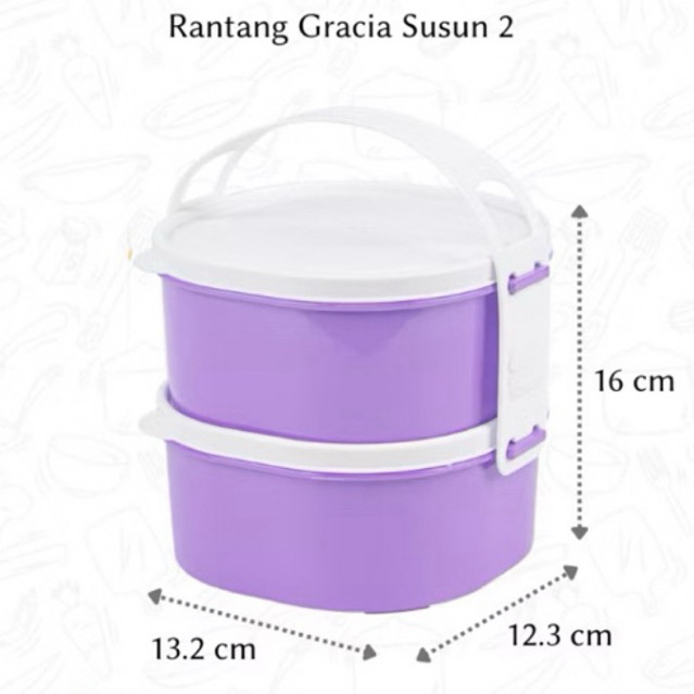 Rantang Gracia Susun 2 Susun 3 / Rantang Wadah Makanan Susun Plastik Tebal / Rantang Nasi / Rantang 