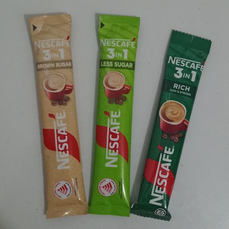 

ECERAN - NESCAFE 3IN1 RICH / ORIGINAL / MILD / LESS SUGAR / BROWN SUGAR (1 SACHET)