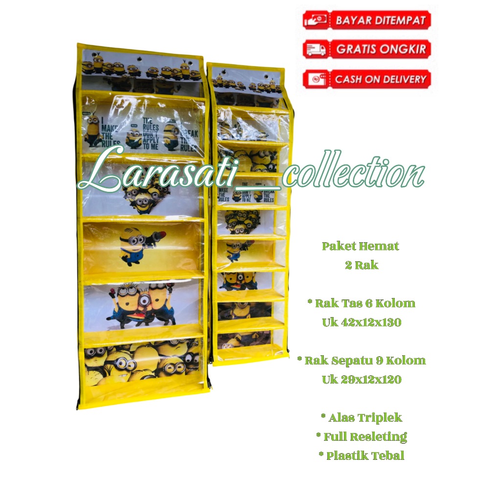 (Alas Triplek) Rak Gantung Set 2in1 Rak Tas dan Rak Sepatu Gantung Alas Triplek Murah