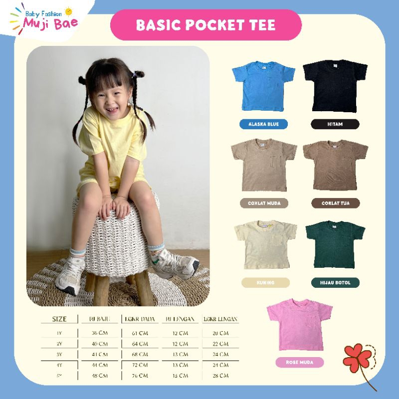 MUJIBAE BASIC POCKET TEE | MUJI BAE KAOS ANAK MURCE | ONE SET ANAK MURAH | BAJU ANAK
